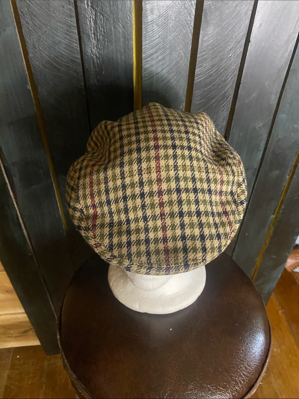 Kangol Tweed flat Cap in Houndstooth Plaid size about 7 1/4